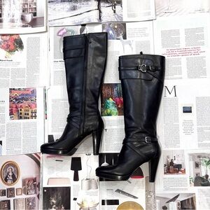 Cole Haan vintage authentic leather black round toe knee-high boots size US 7